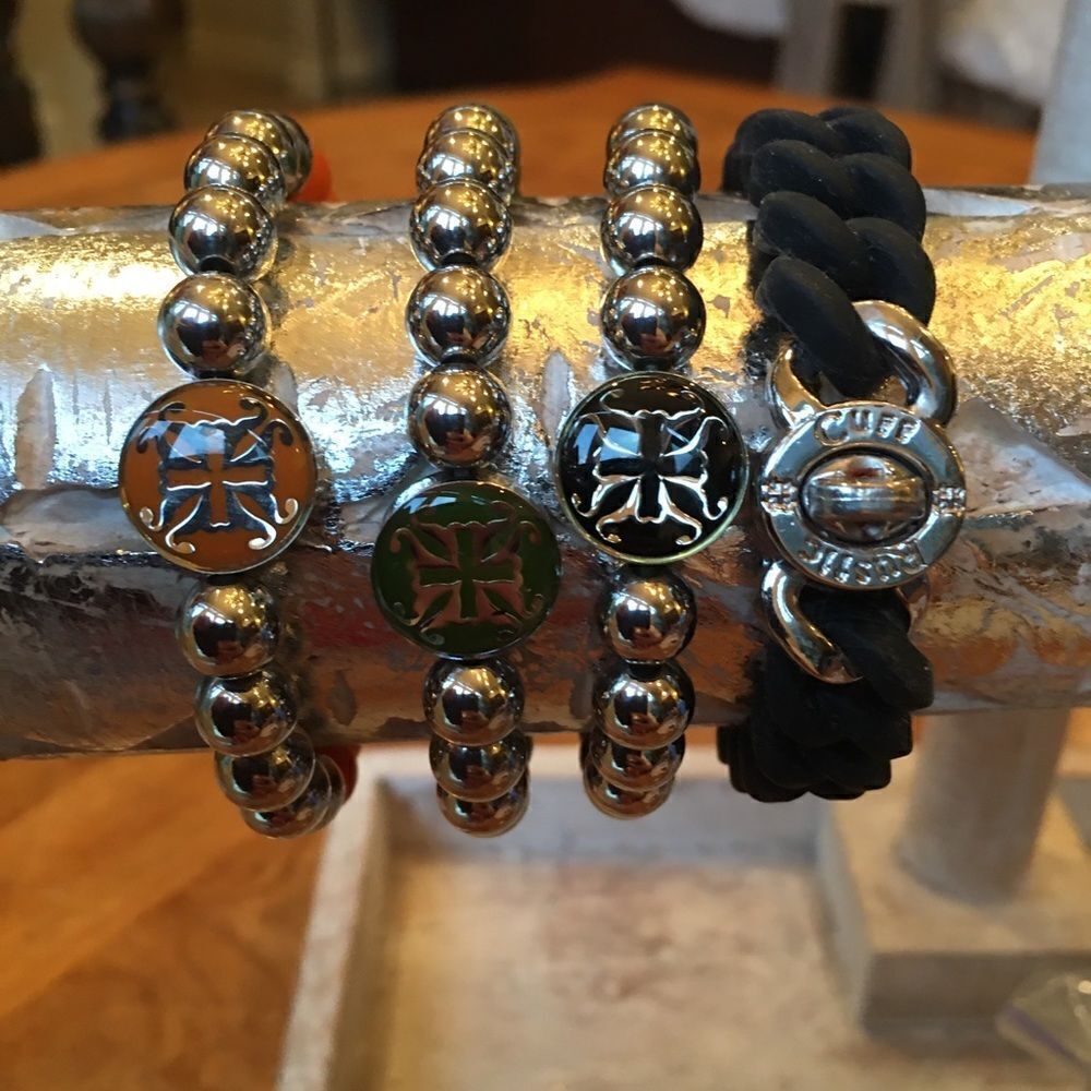 SILVER & Rubber Rustic Cuff Set! - Picture 5 of 8